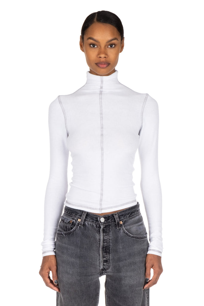 CONTRAST ROLLNECK - White