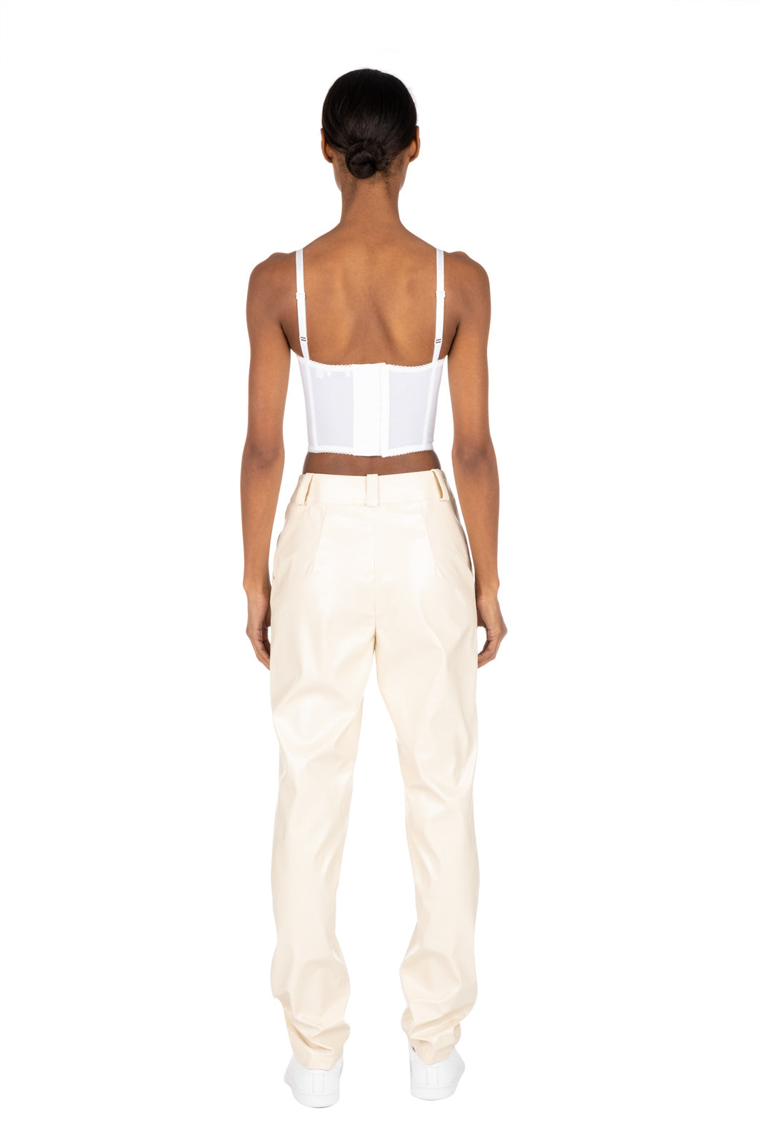 PATENT TROUSERS - Beige